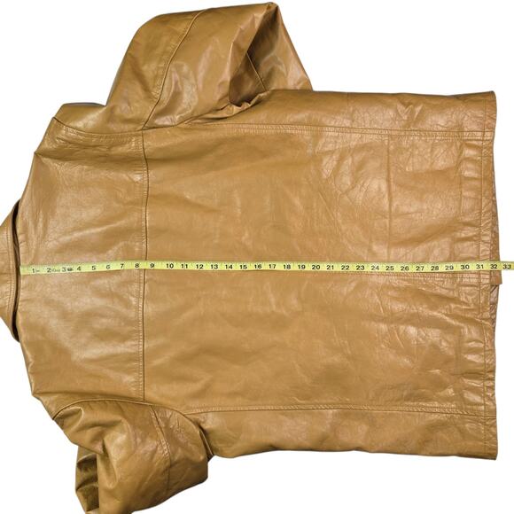 Vintage Mens Leather Coat Size XXL Tan Brown Button Front Travelers - Picture 4 of 11